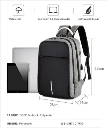 MOCHILA ANTIRROBO IMPERMEABLE CON PUERTO DE CARGA USB