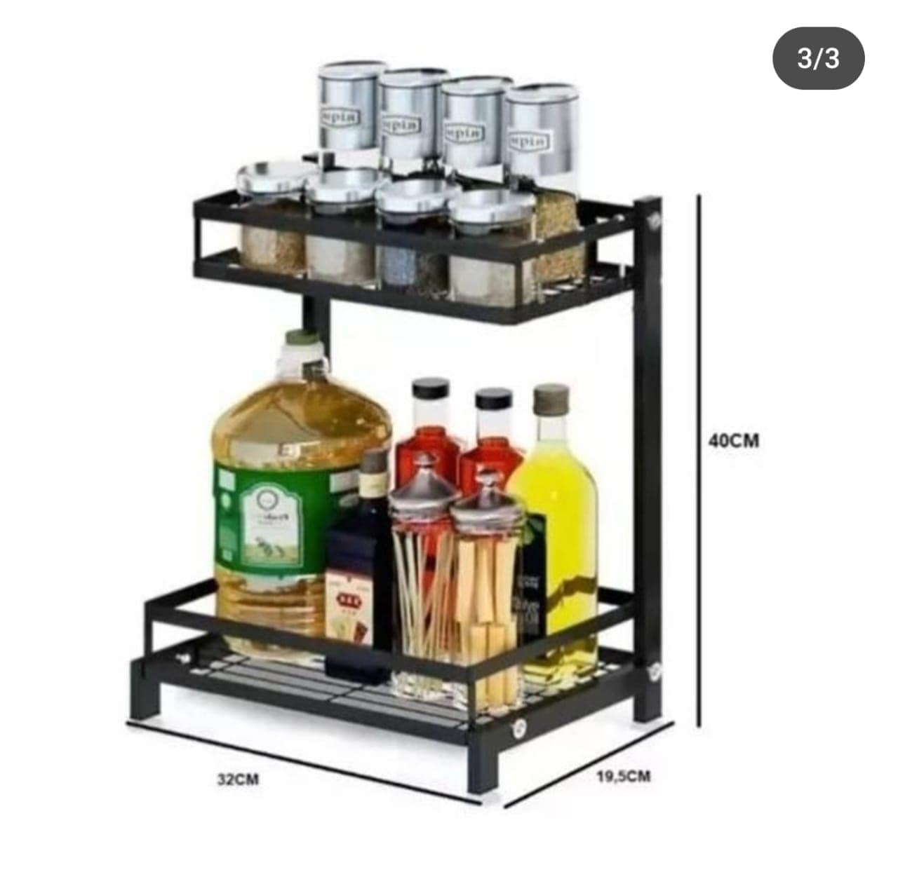 ESTANTE DE METAL PARA ALMACENAMIENTO MULTIFUNCIÓN DE 2 NIVELES